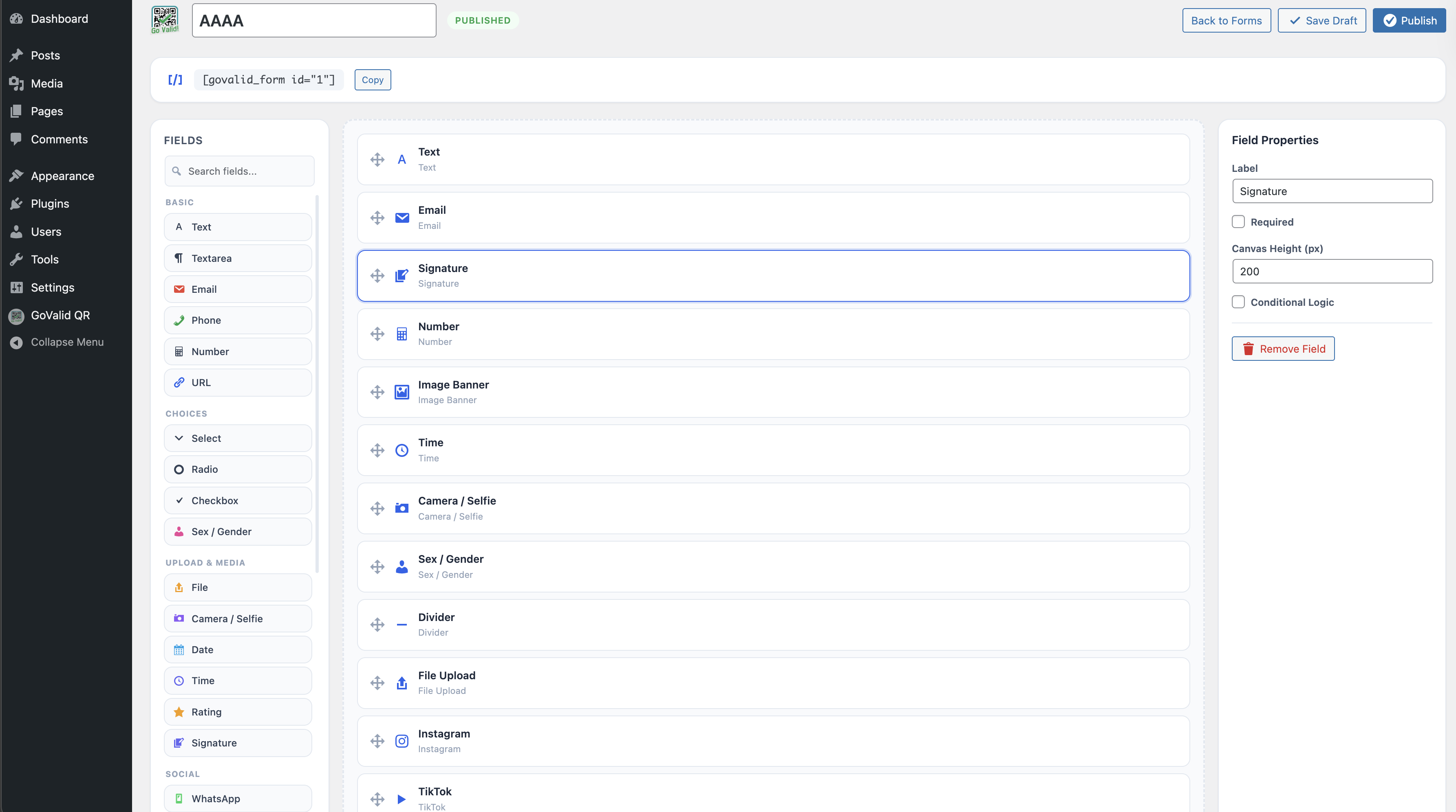 Form Builder – membuat form kustom yang terhubung ke QR code