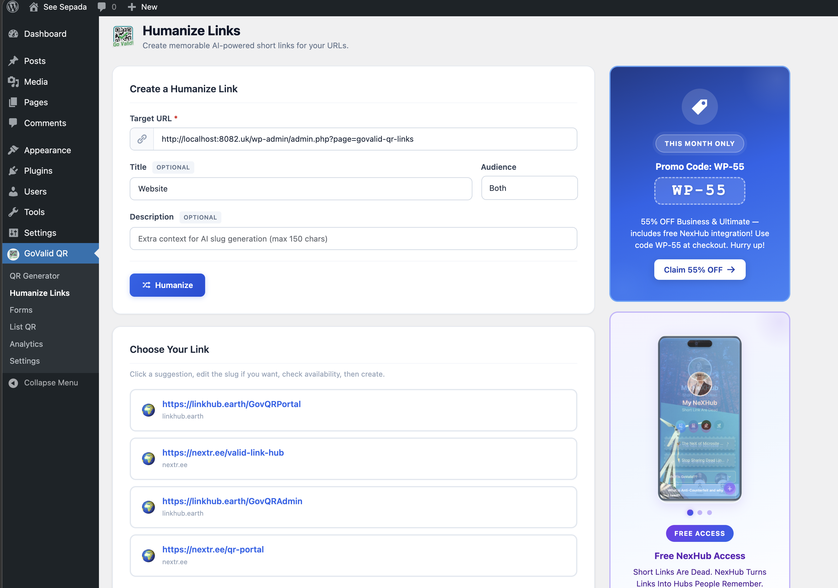 Humanize Links – membuat URL yang mudah dibaca untuk QR code