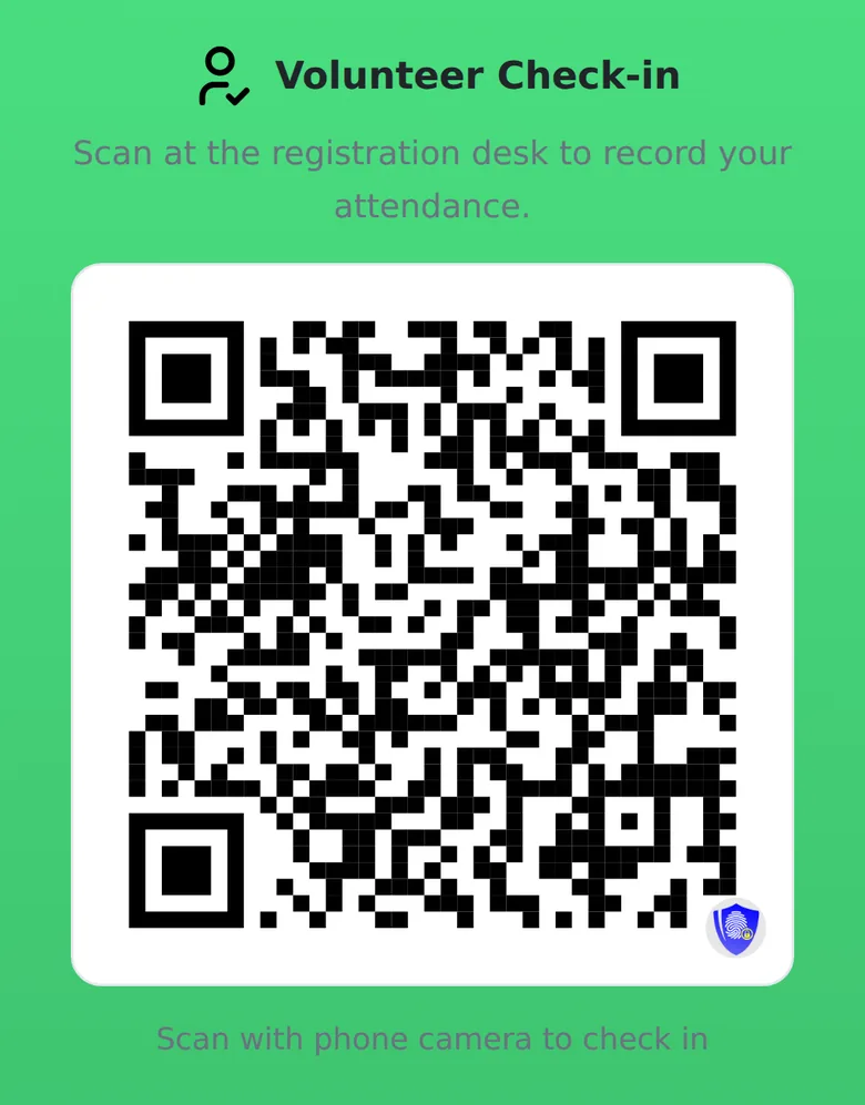 Check-in block on a hub page showing the check-in QR code